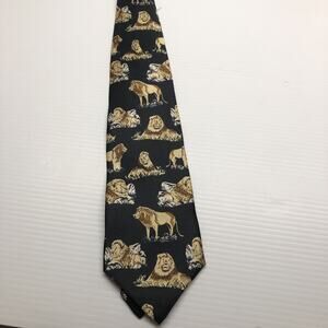 Roberto Cellini Men’s Neck Tie Lions With Black Background